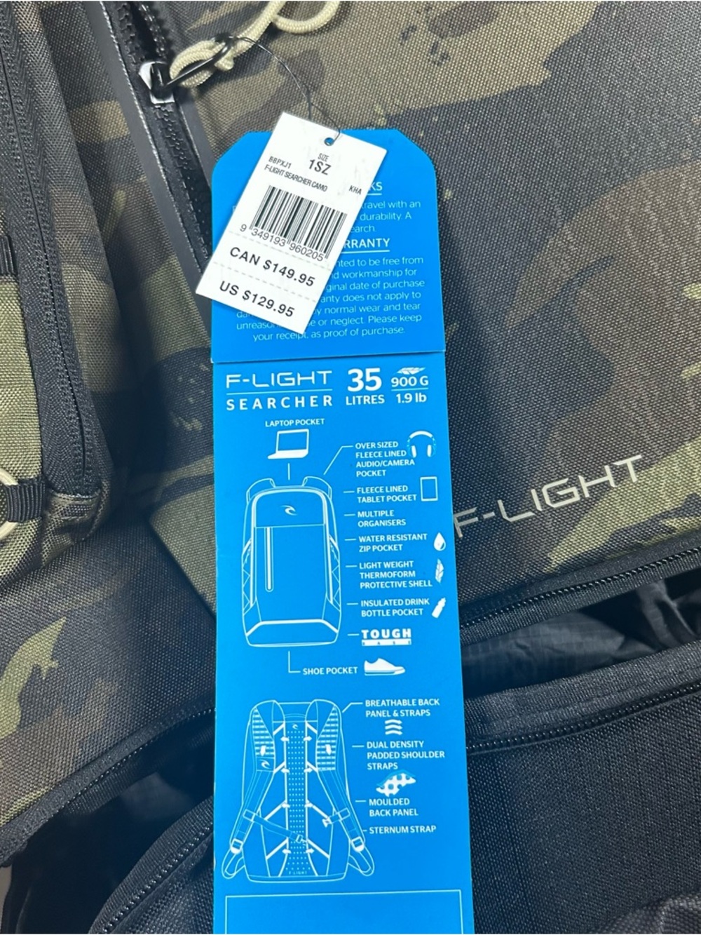 Rip Curl F-Light Searcher 35L Backpack Camo MSRP 129.95 NEW with TAGS - Picture 12 of 12